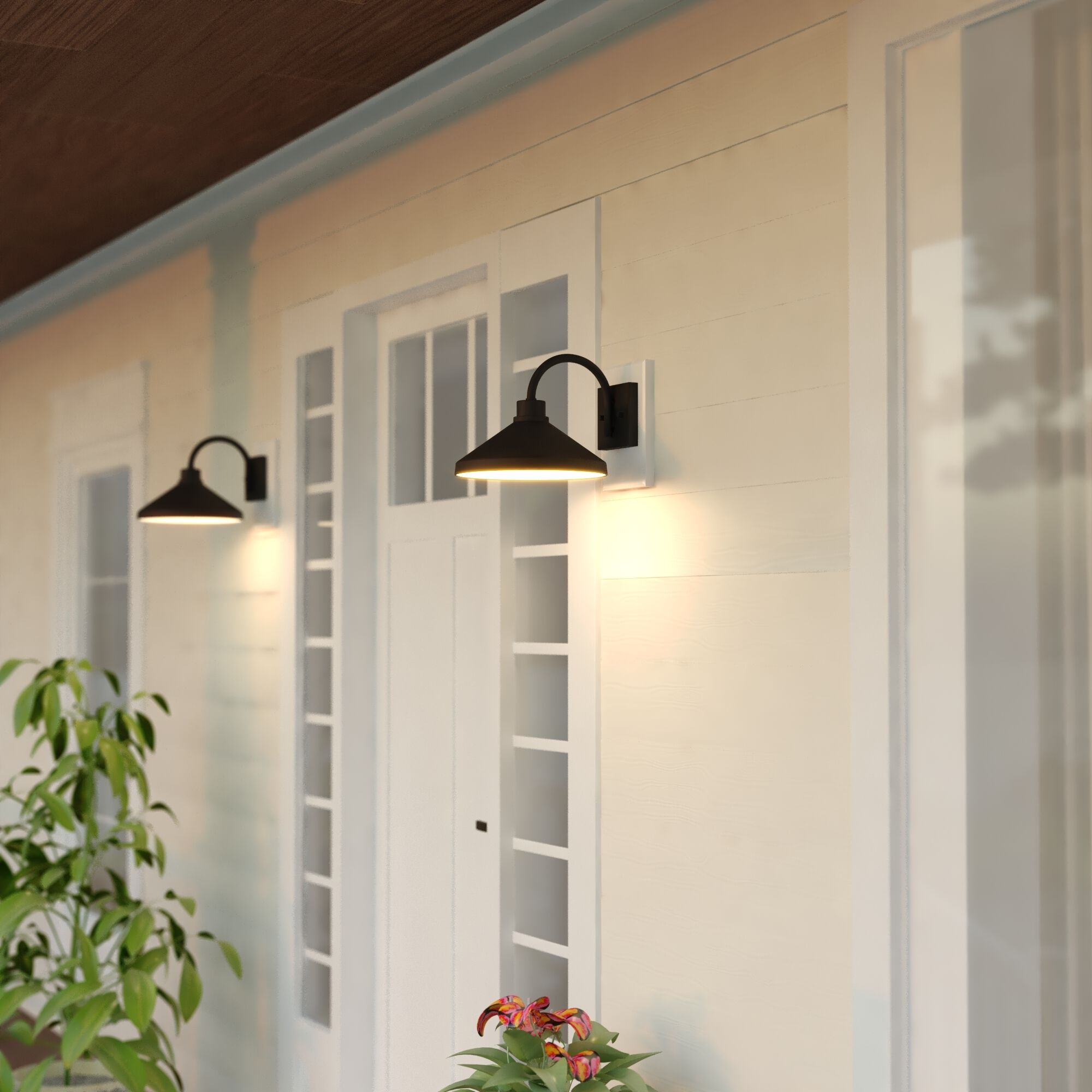 Highland Park 1 Light 9.5 inch Matte Black and White Outdoor Wall