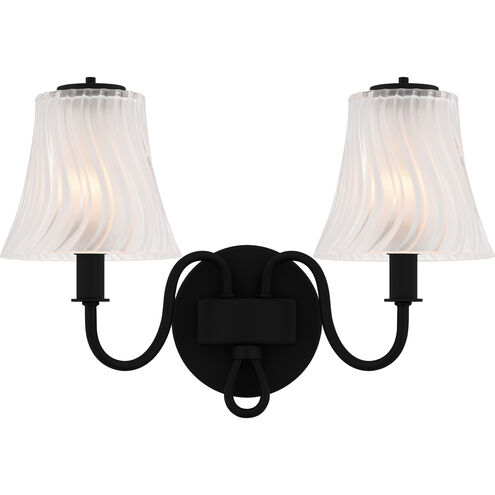 McKinney 2 Light 15.5 inch Matte Black Bath Light Wall Light, Medium