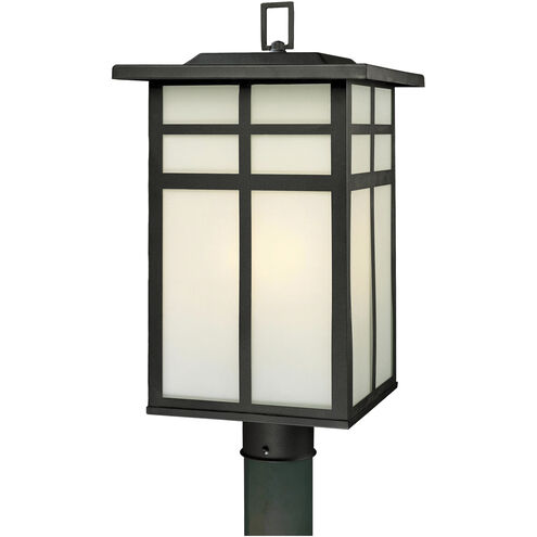 Mission 3 Light 20 inch Black with White Outdoor Post Light