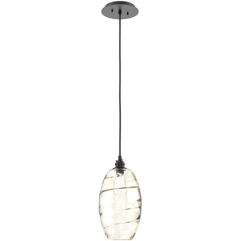 Ellisse 1 Light 6.5 inch Matte Black Pendant Ceiling Light in Ellisse Amber