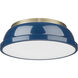 Duncan 2 Light 14 inch Aged Brass Flush Mount Ceiling Light in Matte Navy