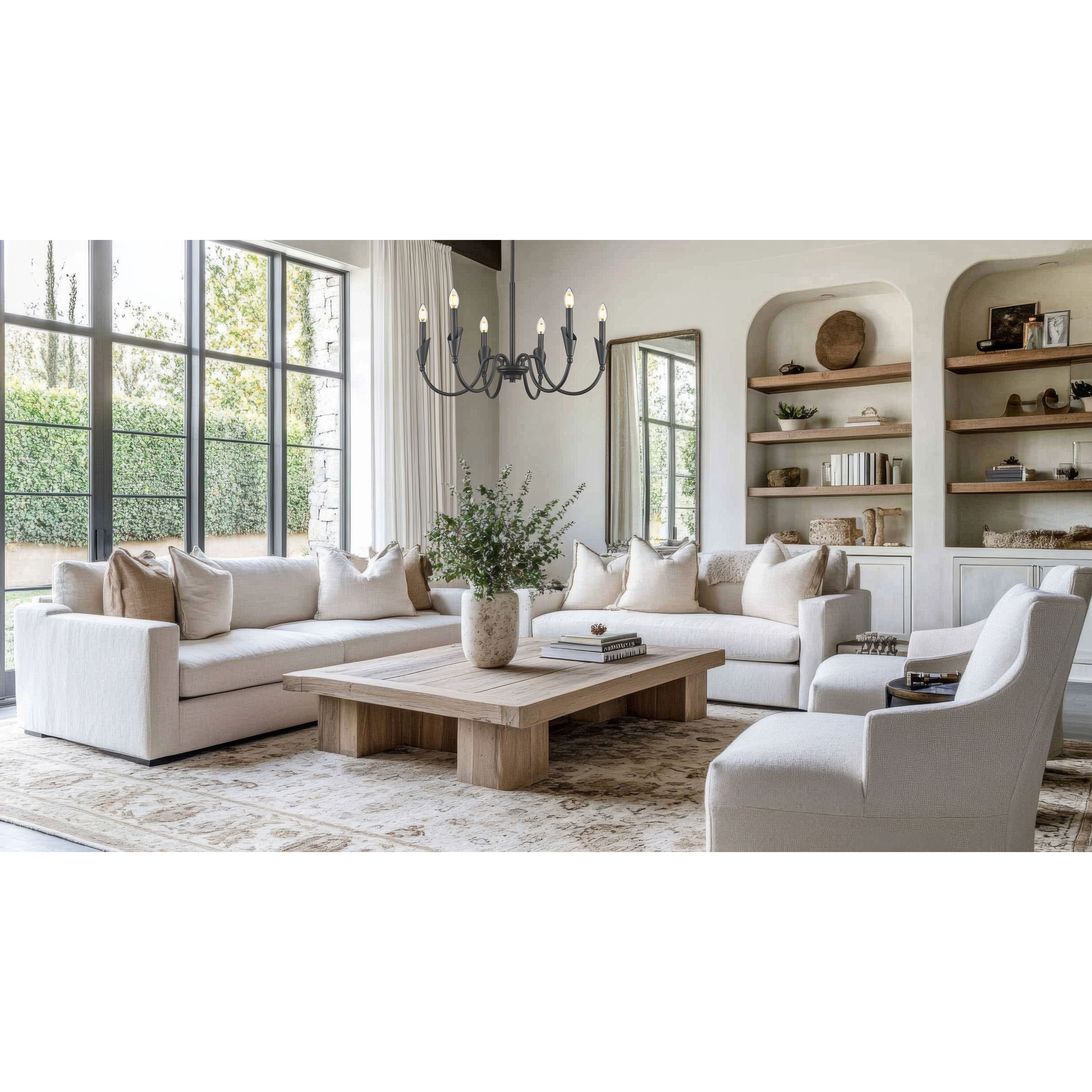 Claudelle 6 Light 32 inch Matte Black Chandelier Ceiling Light