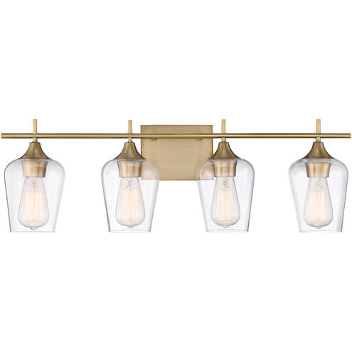 Octave 4 Light 28.75 inch Warm Brass Vanity Light Wall Light, Essentials