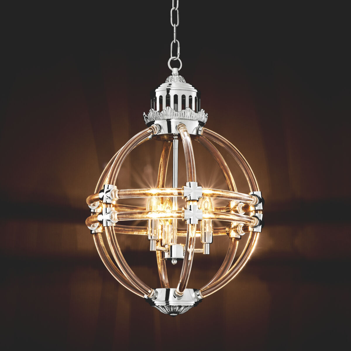 Impero 3 Light 16.93 inch Nickel with Clear Acrylic Chandelier Ceiling Light