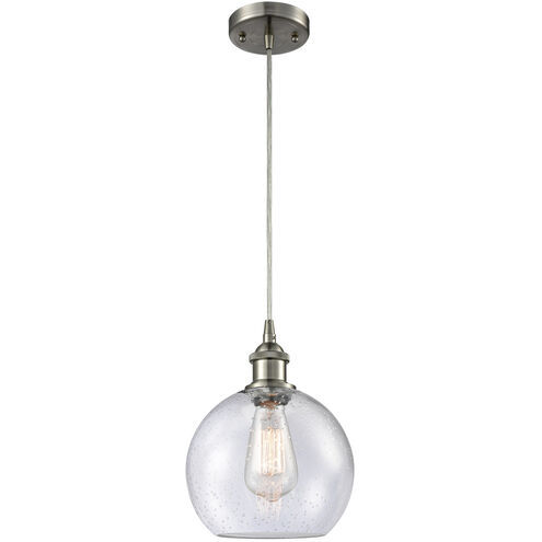 Ballston Athens 1 Light 8 inch Brushed Satin Nickel Mini Pendant Ceiling Light in Seedy Glass, Ballston