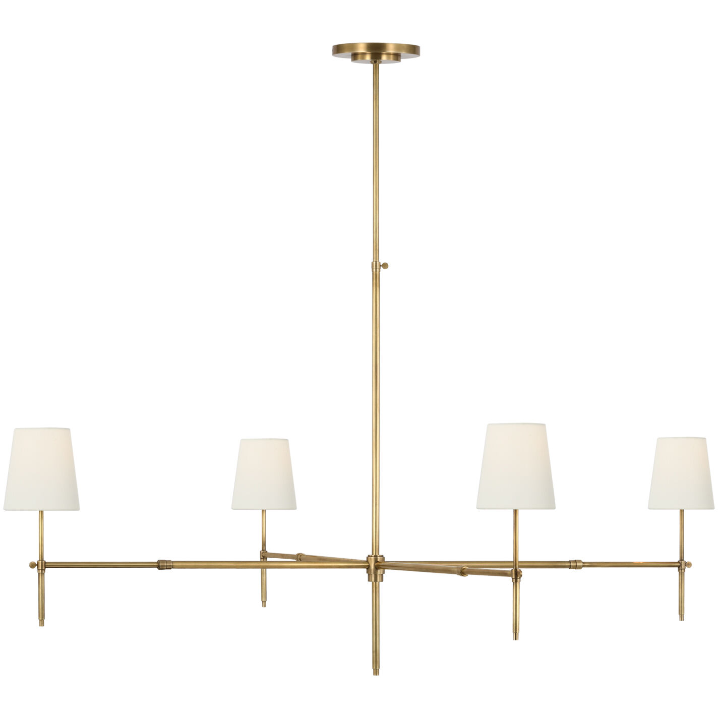 Thomas O'Brien Bryant LED 60 inch Hand-Rubbed Antique Brass Chandelier Ceiling Light, Grande