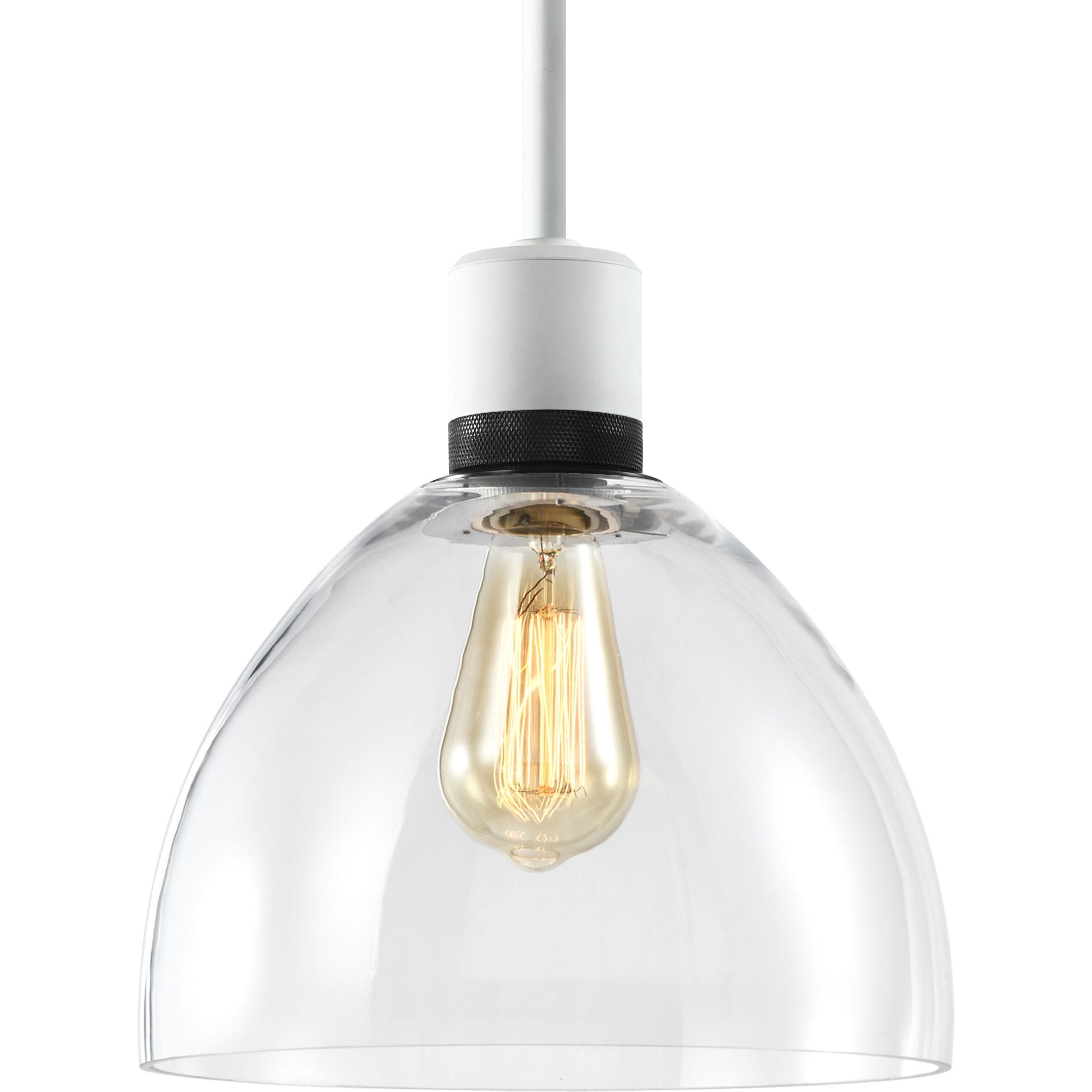 Zigrina 1 Light 10.25 inch Matte White with Satin Brushed Black Pendant Ceiling Light