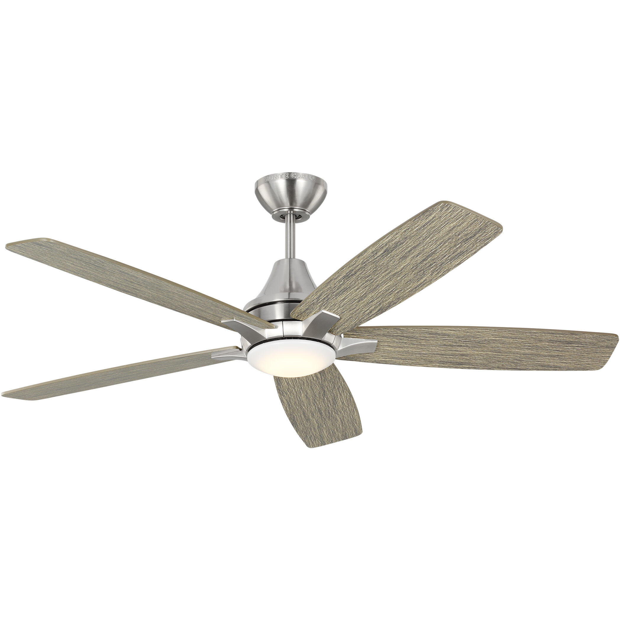 Lowden 52 LED 52 inch Brushed Steel with Silver/Light Grey Weathered Oak reversible blades Indoor/Outdoor Ceiling Fan