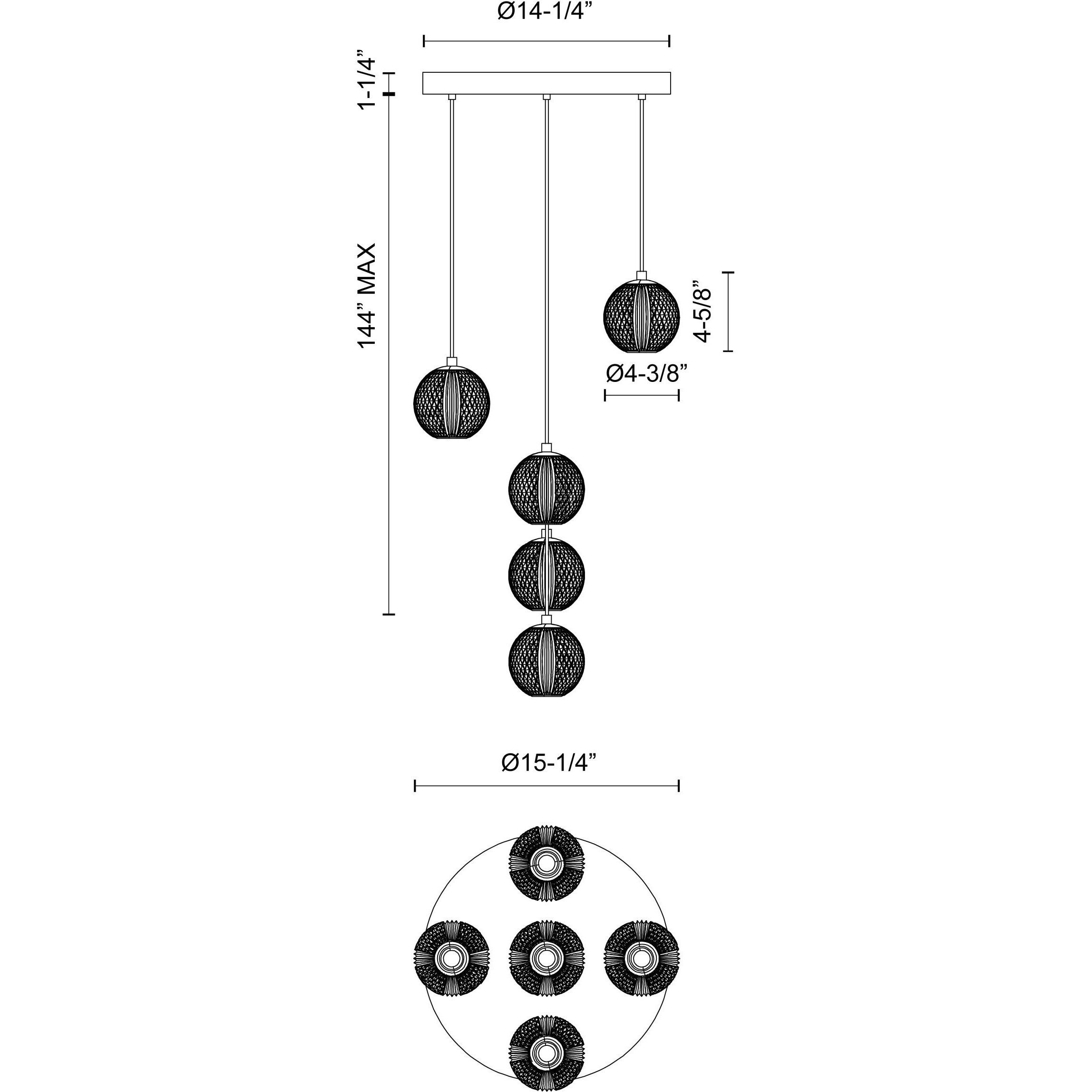 Marni Multi Pendant Ceiling Light in Polished Nickel