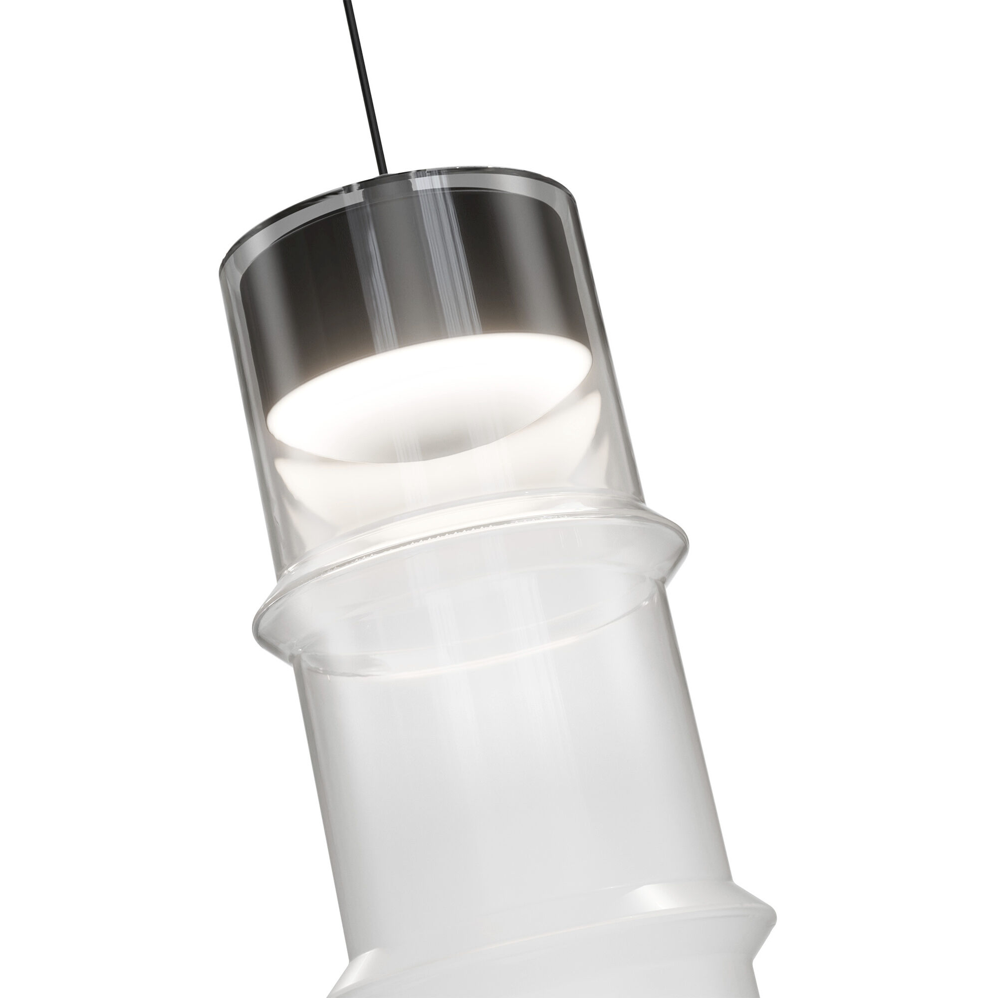 Kanister LED 4.63 inch Powder Coated Black Mini-Pendant Ceiling Light in Black White Glass, dweLED