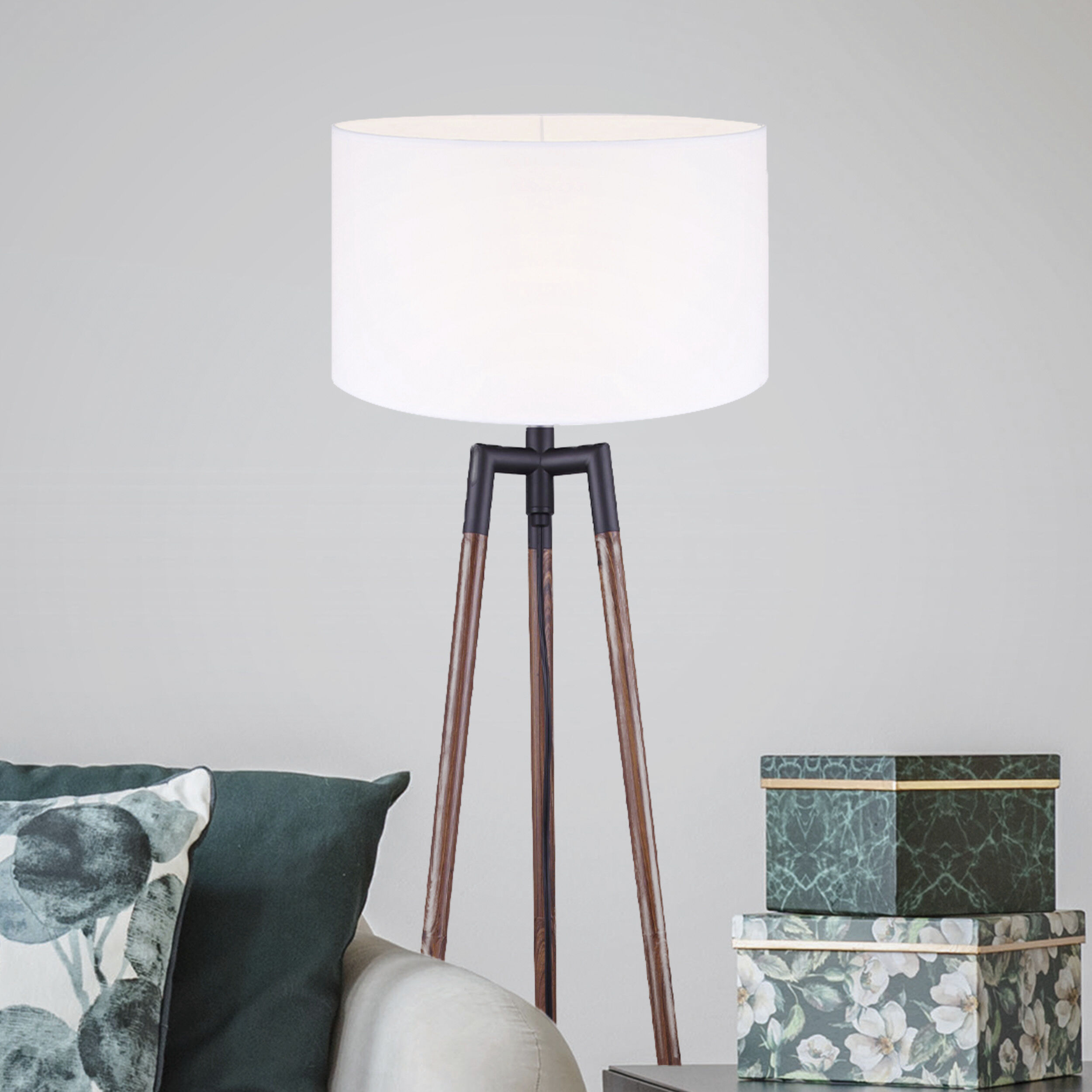 Cameram 62.5 inch 150.00 watt Black and Wood Floor Lamp Portable Light