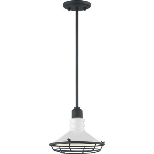 Blue Harbor 1 Light 10 inch Gloss White and Black Accents Pendant Ceiling Light