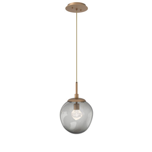 Aster LED LED 10 inch Novel Brass Pendant Ceiling Light in 3000K LED, Zircon Inner - Smoke Outer