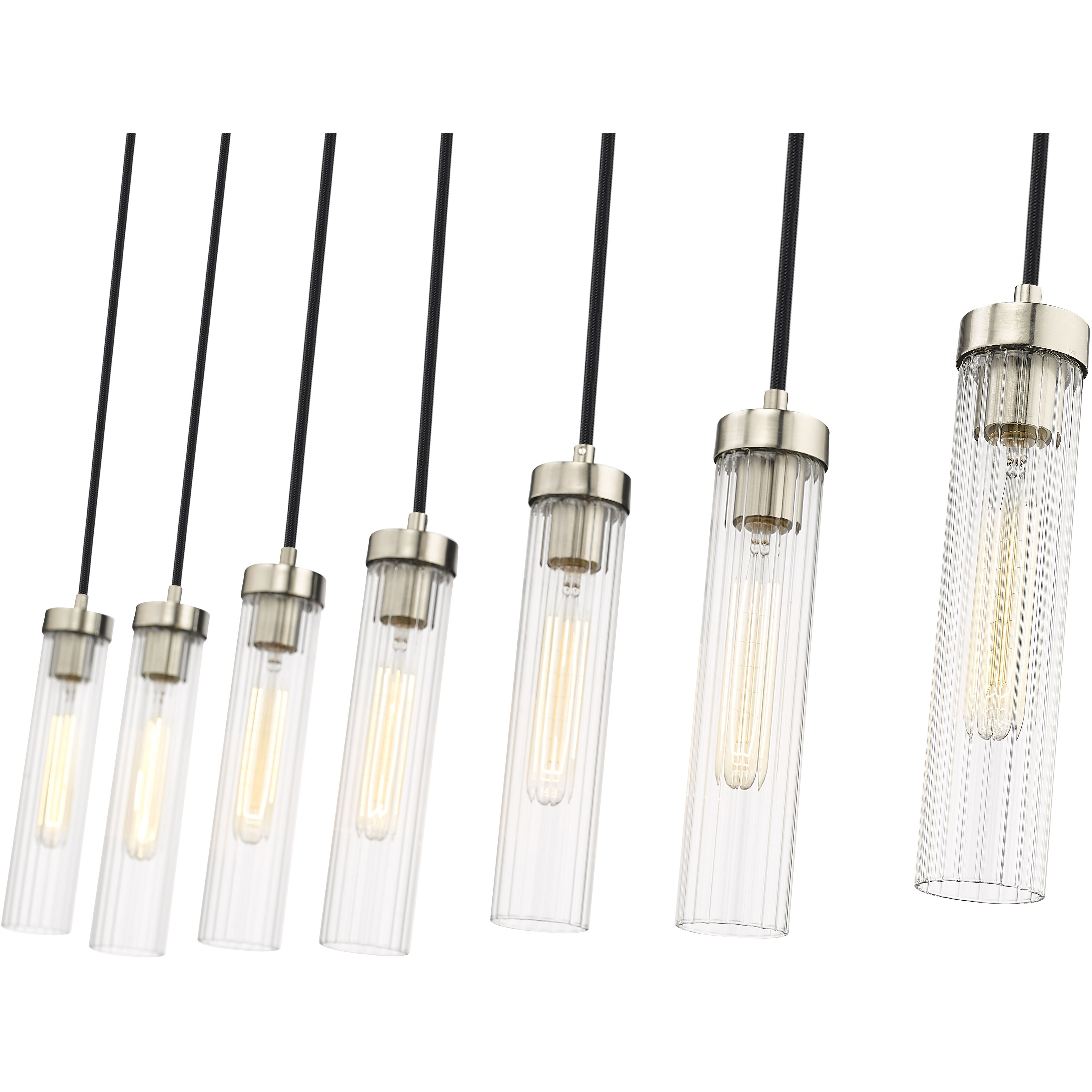 Beau 7 Light 54 inch Brushed Nickel Linear Chandelier Ceiling Light