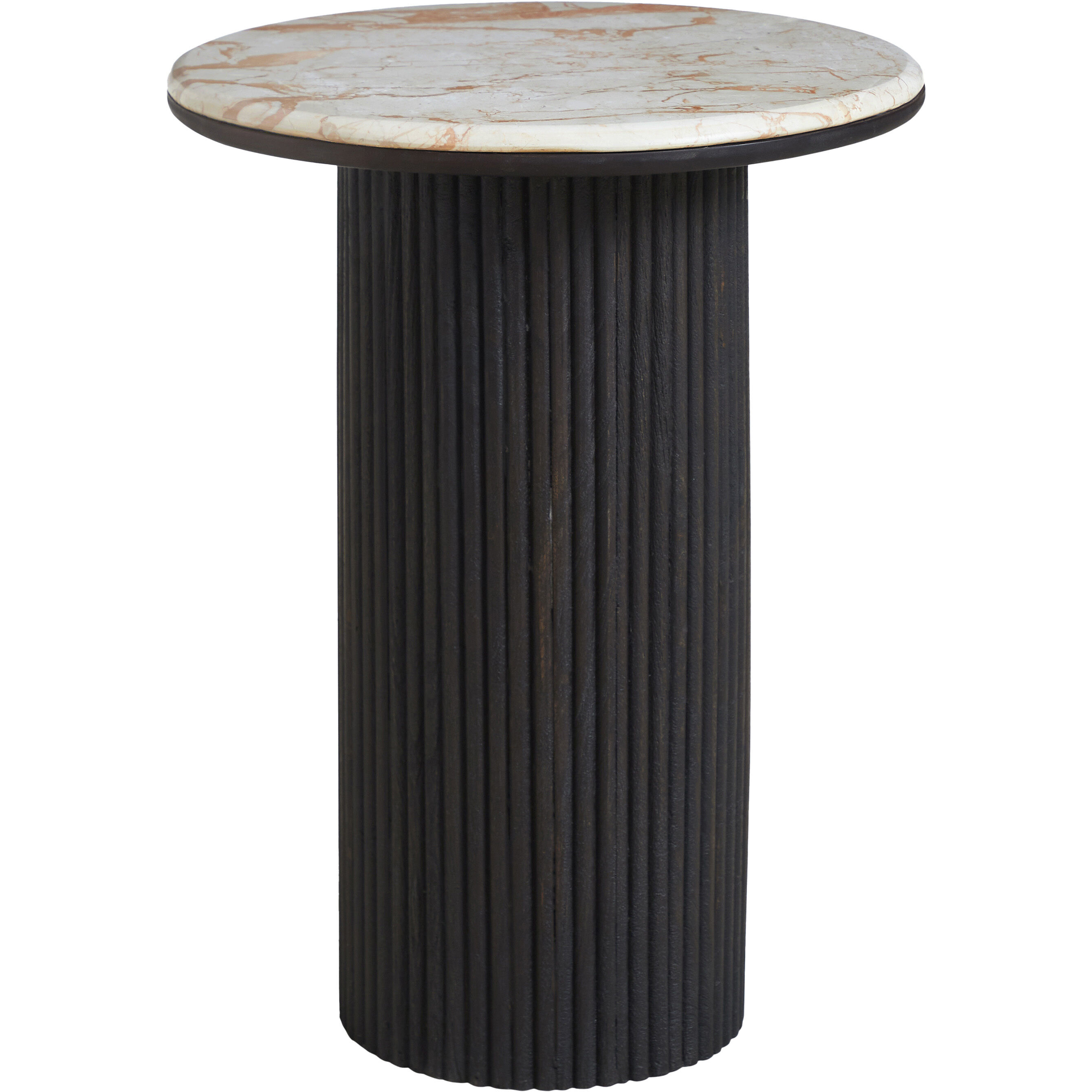Alessio 24 X 18 inch Walnut and White Marble Side Table