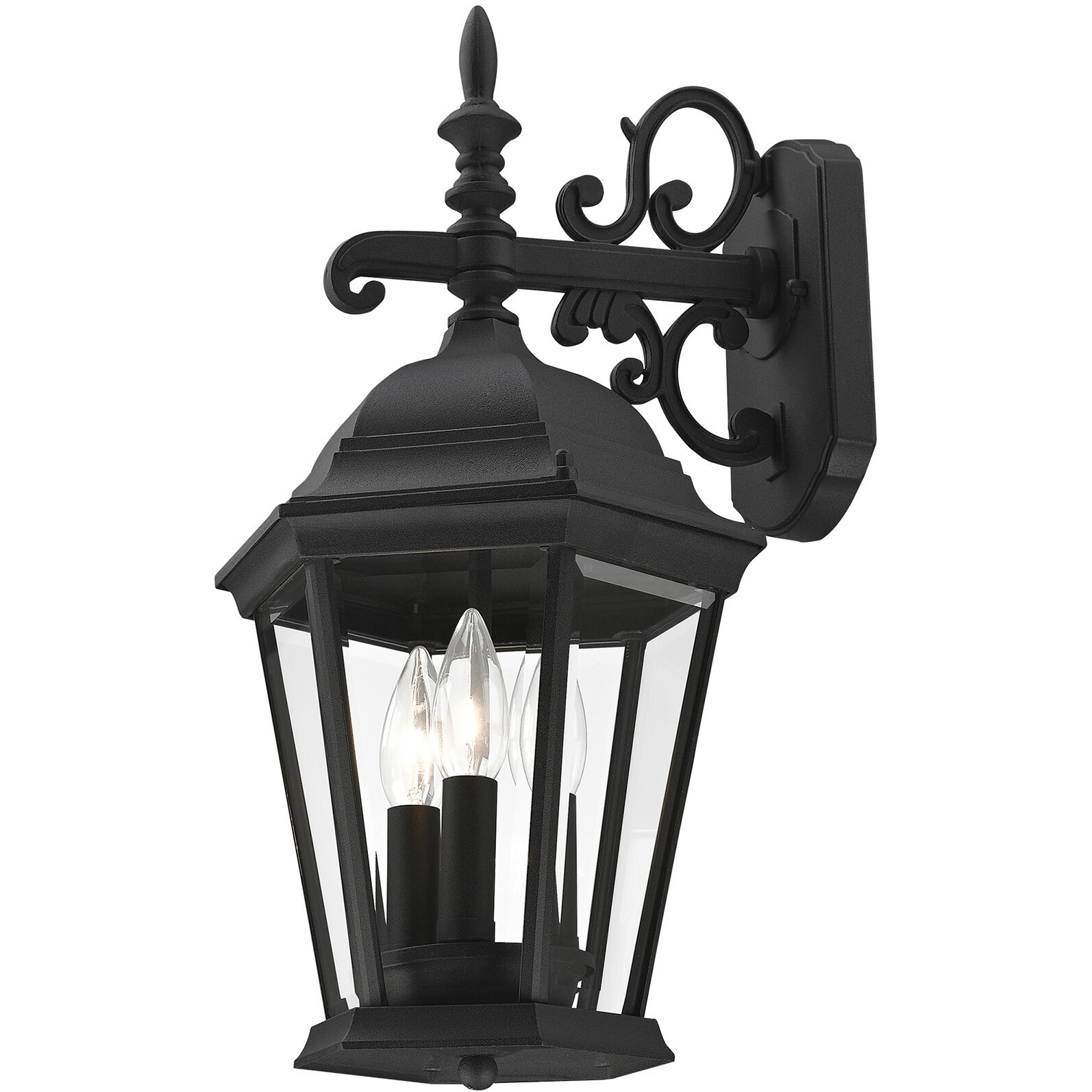 Hamilton 3 Light 19 inch Textured Black Outdoor Wall Lantern