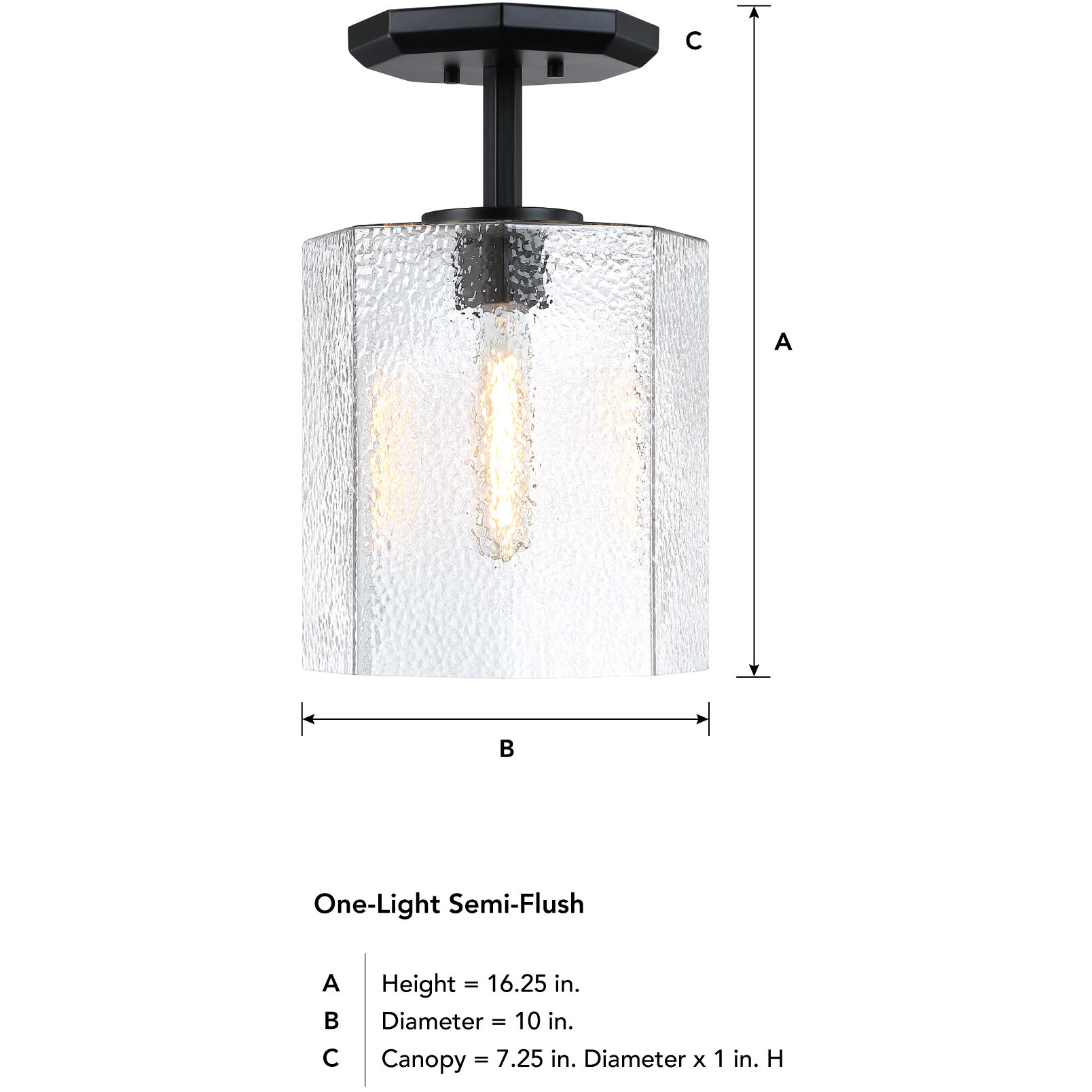 Haven LED 10 inch Matte Black Semi-Flush Mount Ceiling Light