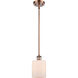 Ballston Cobbleskill 1 Light 5 inch Antique Copper Pendant Ceiling Light in Matte White Glass, Ballston