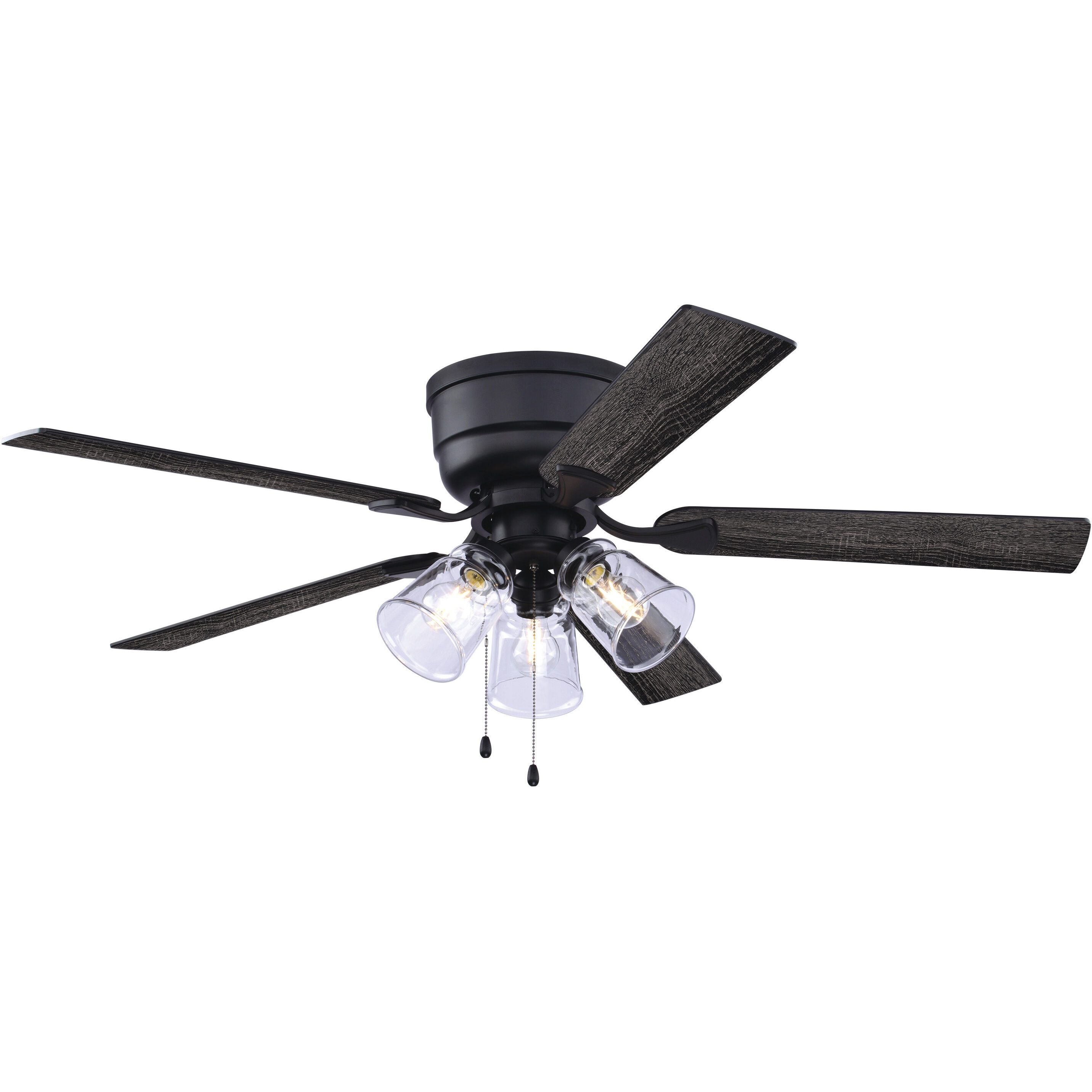 Cromwell 52 inch Matte Black with Matte Black-Black Oak Blades Flush Mount Hugger Ceiling Fan