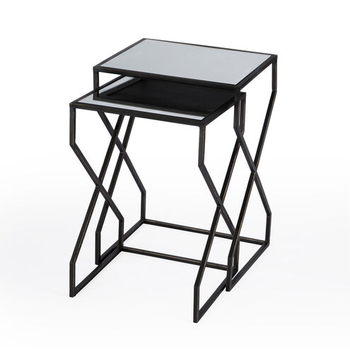 Demi Modern Mirrored Nesting Tables in Black