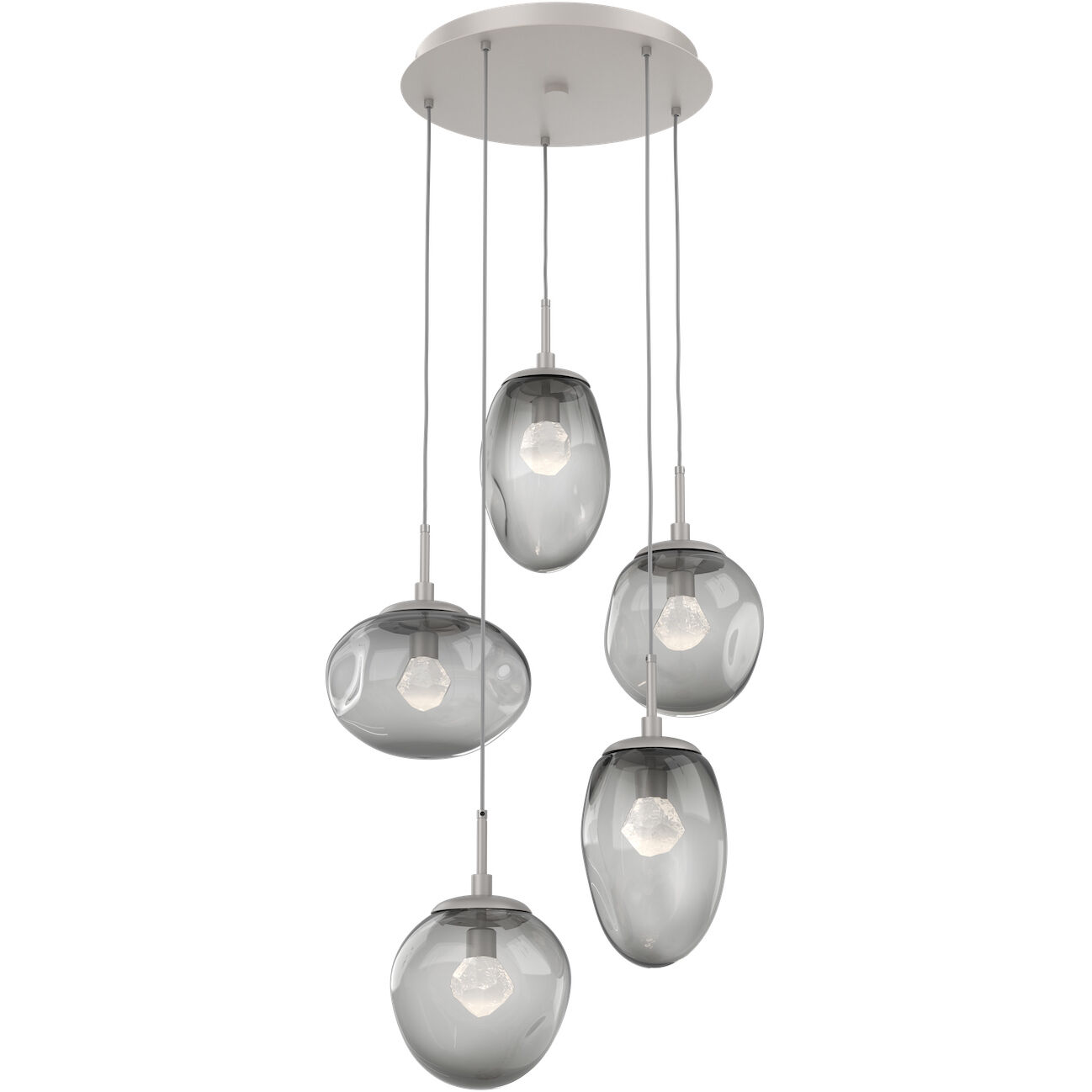 Cosmos LED LED 24.4 inch Beige Silver Chandelier Ceiling Light in Metallic Beige Silver, Clear Zircon Inner with Smoke Cosmos Outer, 2700K LED, Round Multi-Port