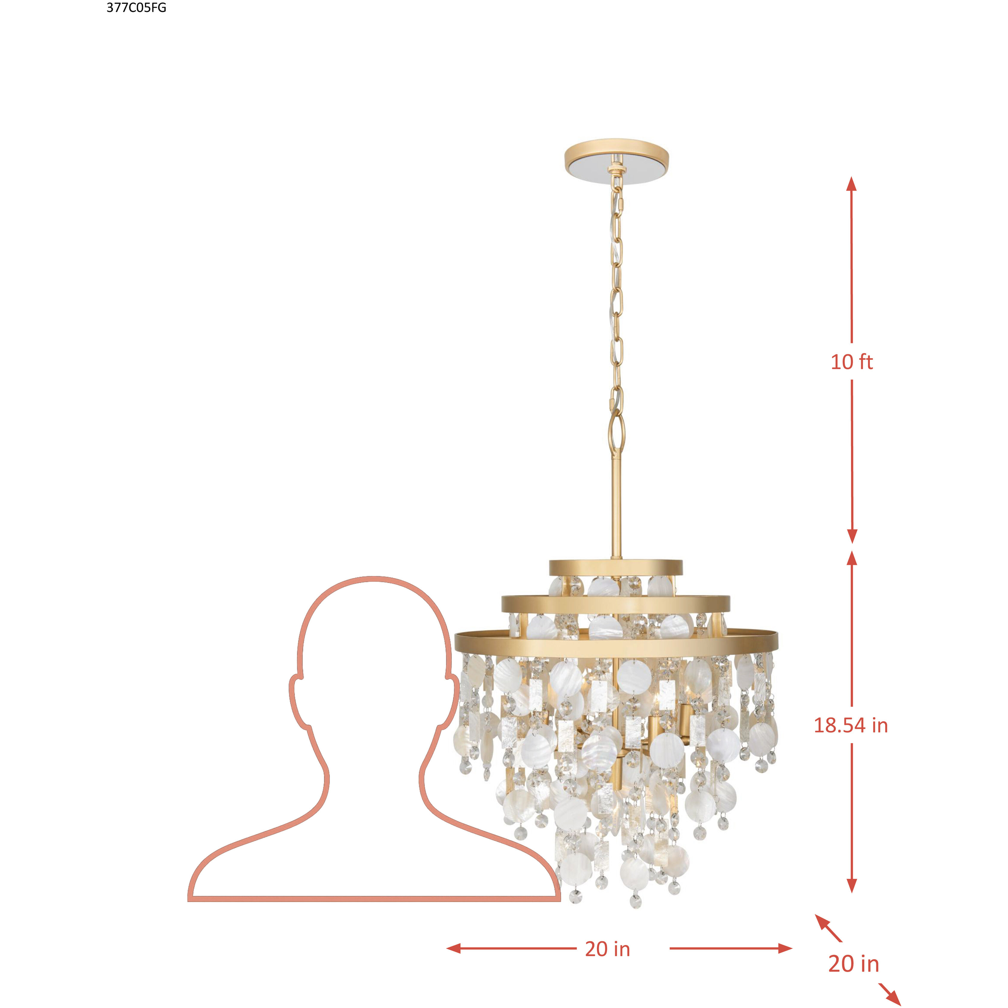 Kalani 5 Light 20 inch French Gold Chandelier Ceiling Light