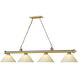 Cordon 4 Light 81.25 inch Rubbed Brass Billiard Ceiling Light in Golden Mottle Glass