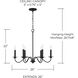 Vincent 6 Light 26 inch Black Iron Chandelier Ceiling Light