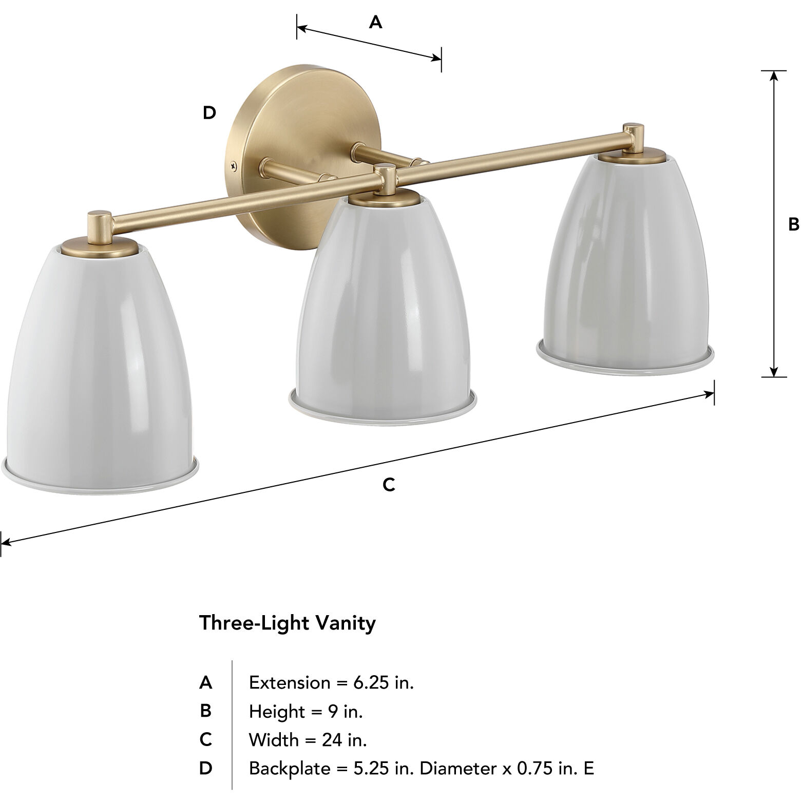 Biba 3 Light 24 inch Brushed Gold Vanity Light Wall Light