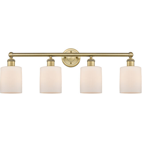 Cobbleskill 4 Light 32 inch Brushed Brass Bath Vanity Light Wall Light in Matte White