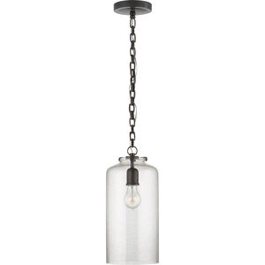 Thomas O'Brien Katie3 1 Light 7 inch Bronze Cylinder Pendant Ceiling Light in Seeded Glass
