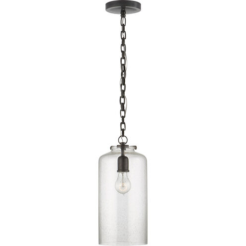 Thomas O'Brien Katie3 1 Light 7 inch Bronze Cylinder Pendant Ceiling Light in Seeded Glass