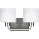 Canfield 2 Light 14.25 inch Brushed Nickel Wall Bath Fixture Wall Light