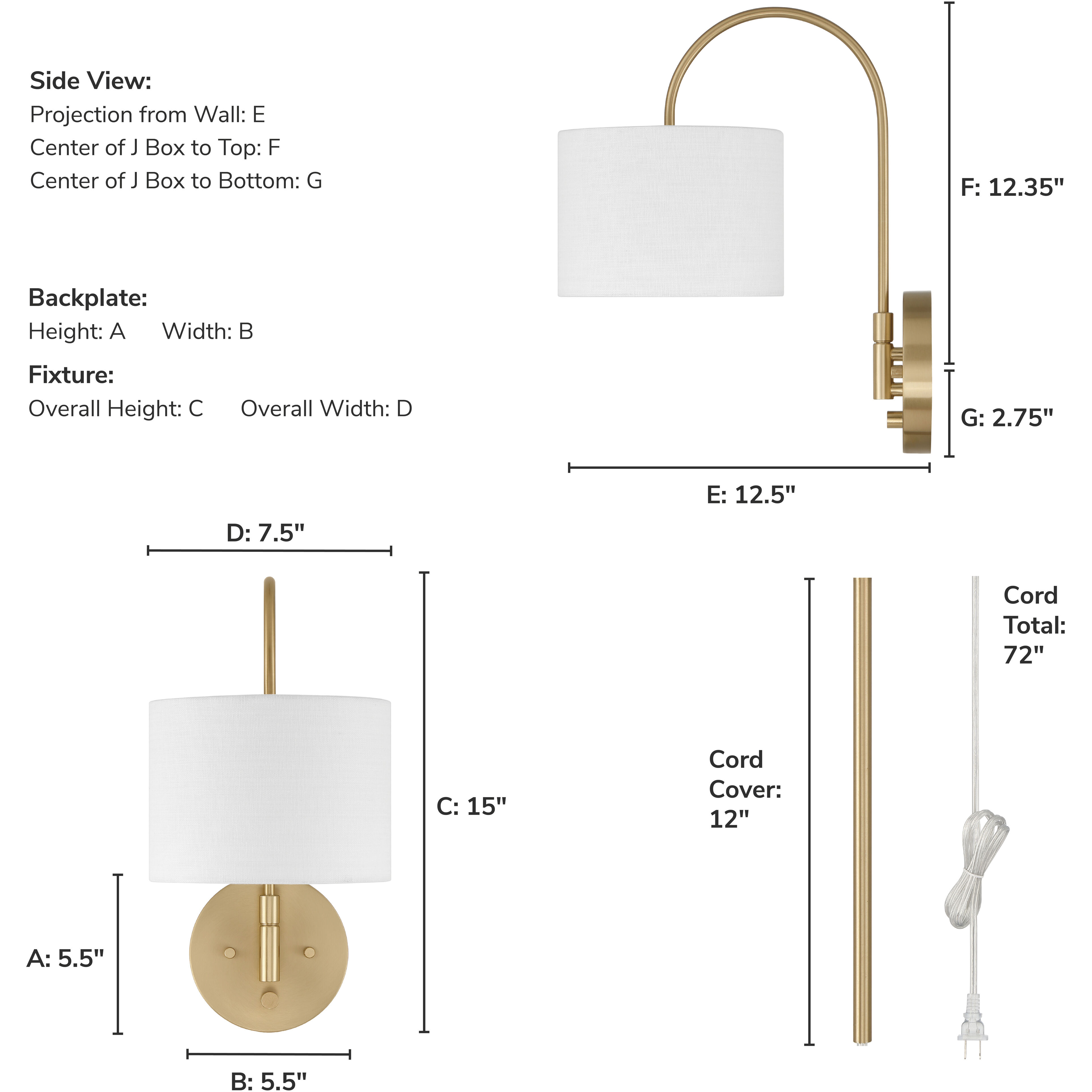 Horizon 1 Light 7.5 inch Alturas Gold Pin Up Sconce Wall Light, Large