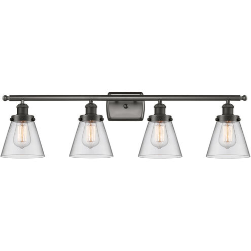Ballston Small Cone LED 36 inch Oil Rubbed Bronze Bath Vanity Light Wall Light in Clear Glass, Ballston