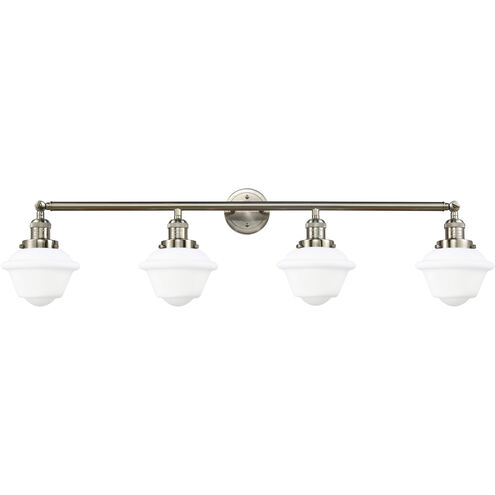 Franklin Restoration Small Oxford LED 46 inch Brushed Satin Nickel Bath Vanity Light Wall Light in Matte White Glass, Franklin Restoration