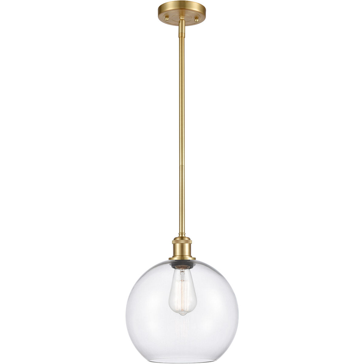 Ballston Large Athens LED 10 inch Satin Gold Pendant Ceiling Light in Clear Glass, Ballston