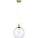 Ballston Large Athens LED 10 inch Satin Gold Pendant Ceiling Light in Clear Glass, Ballston