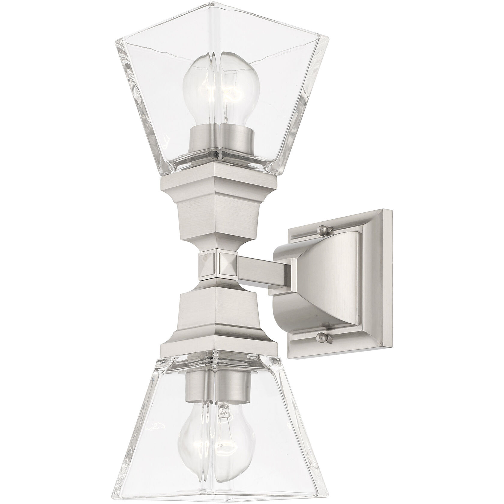 Mission 2 Light 5 inch Brushed Nickel Sconce Wall Light