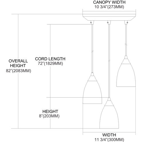 Pierra 3 Light 10 inch Satin Nickel Multi Pendant Ceiling Light in Candy, Configurable