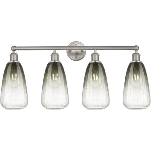 Edison Brookhaven Almond 4 Light 33 inch Brushed Satin Nickel Bath Vanity Light Wall Light in Slate Glass