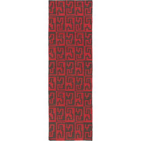 Frontier 96 X 30 inch Bright Red, Dark Brown Rug