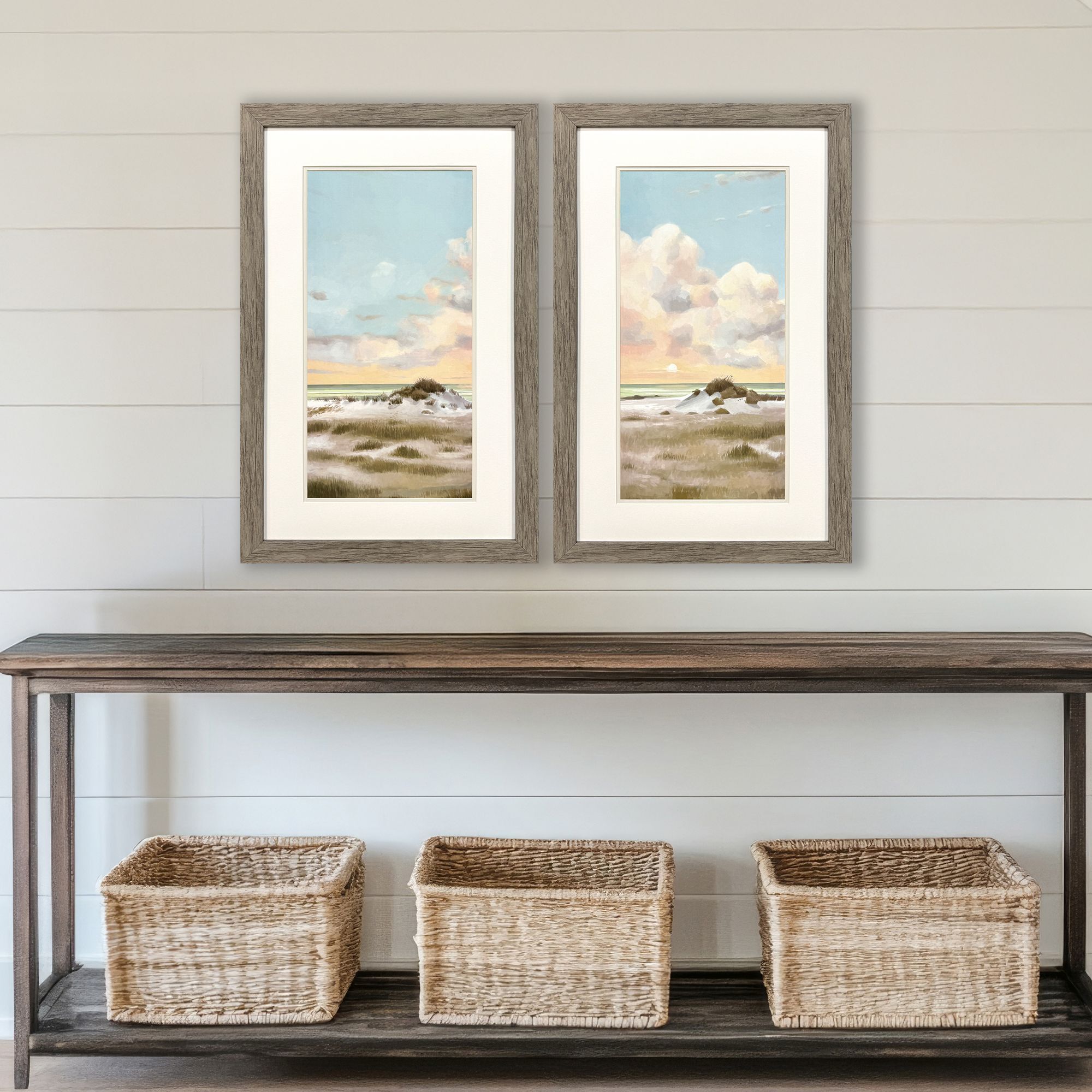 Land and Sea Blue and Pink and Green Framed Art, Propac