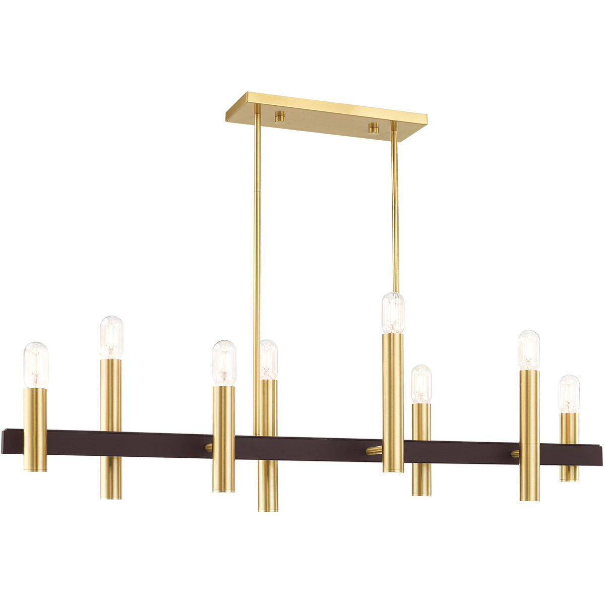 Helsinki 8 Light 10 inch Satin Brass with Bronze Accents Chandelier Ceiling Light