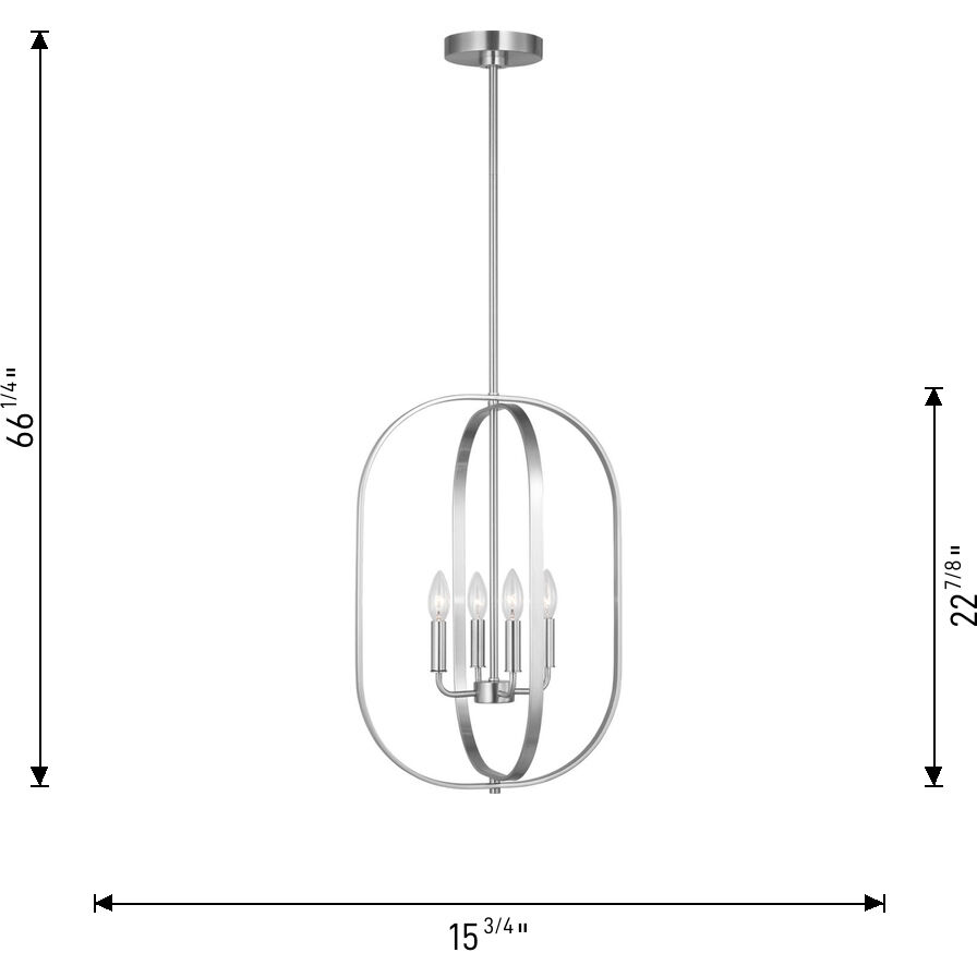 Loretto 4 Light 15.75 inch Brushed Nickel Chandelier Ceiling Light