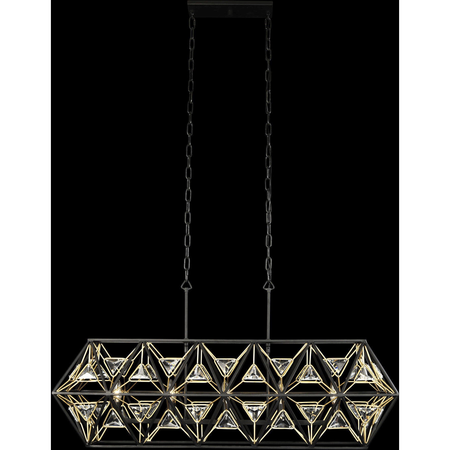 Marcia 5 Light 42 inch Matte Black and French Gold Linear Pendant Ceiling Light