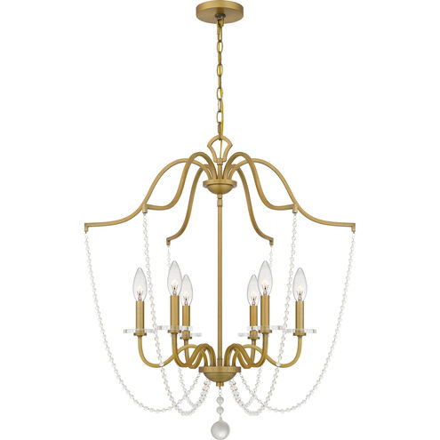 Sunday 6 Light 28 inch Aged Brass Chandelier Ceiling Light