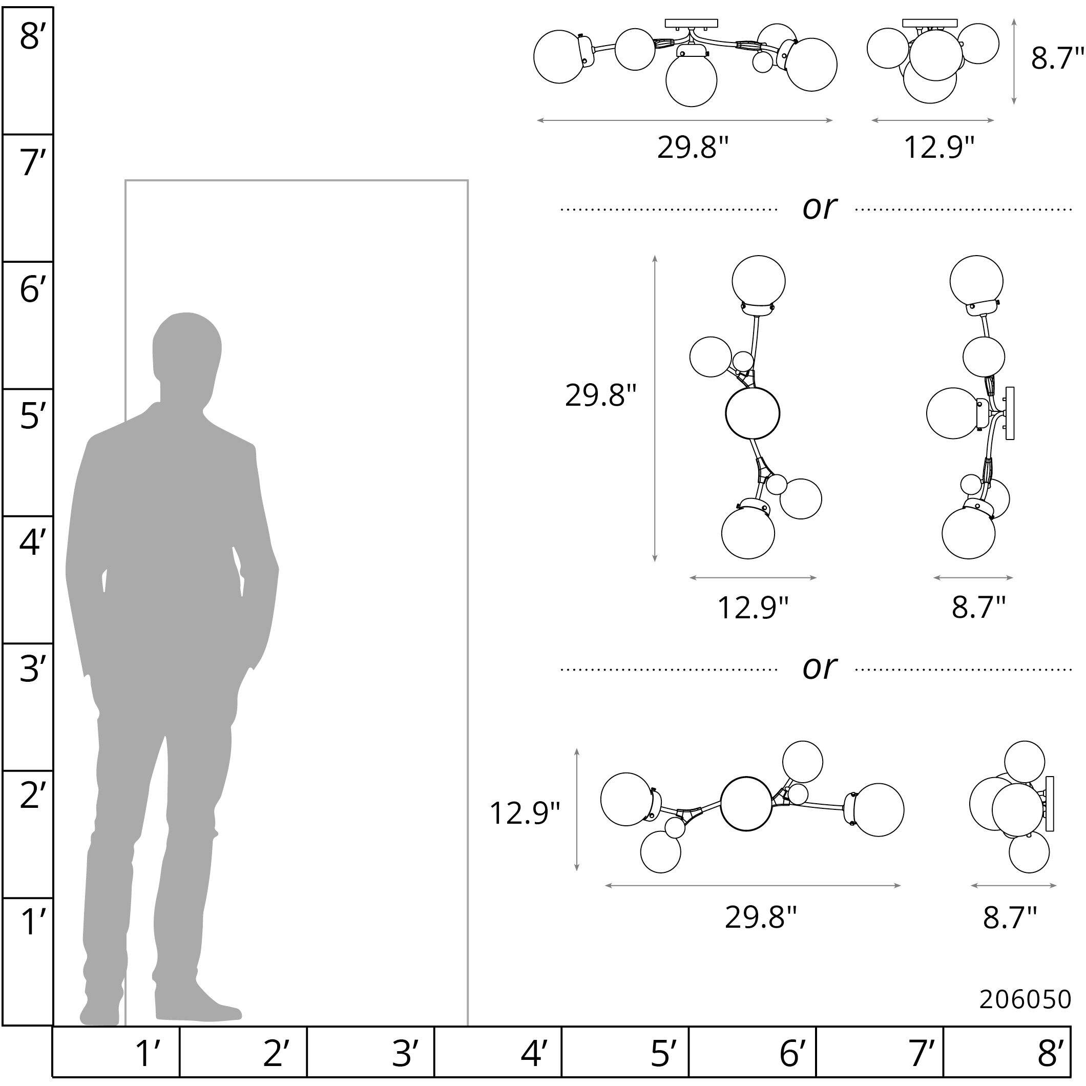 Sprig 3 Light 12.9 inch Oil Rubbed Bronze Sconce Wall Light in Water