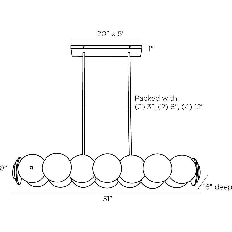 Kinlee 12 Light 51 inch Antique Brass Linear Chandelier Ceiling Light