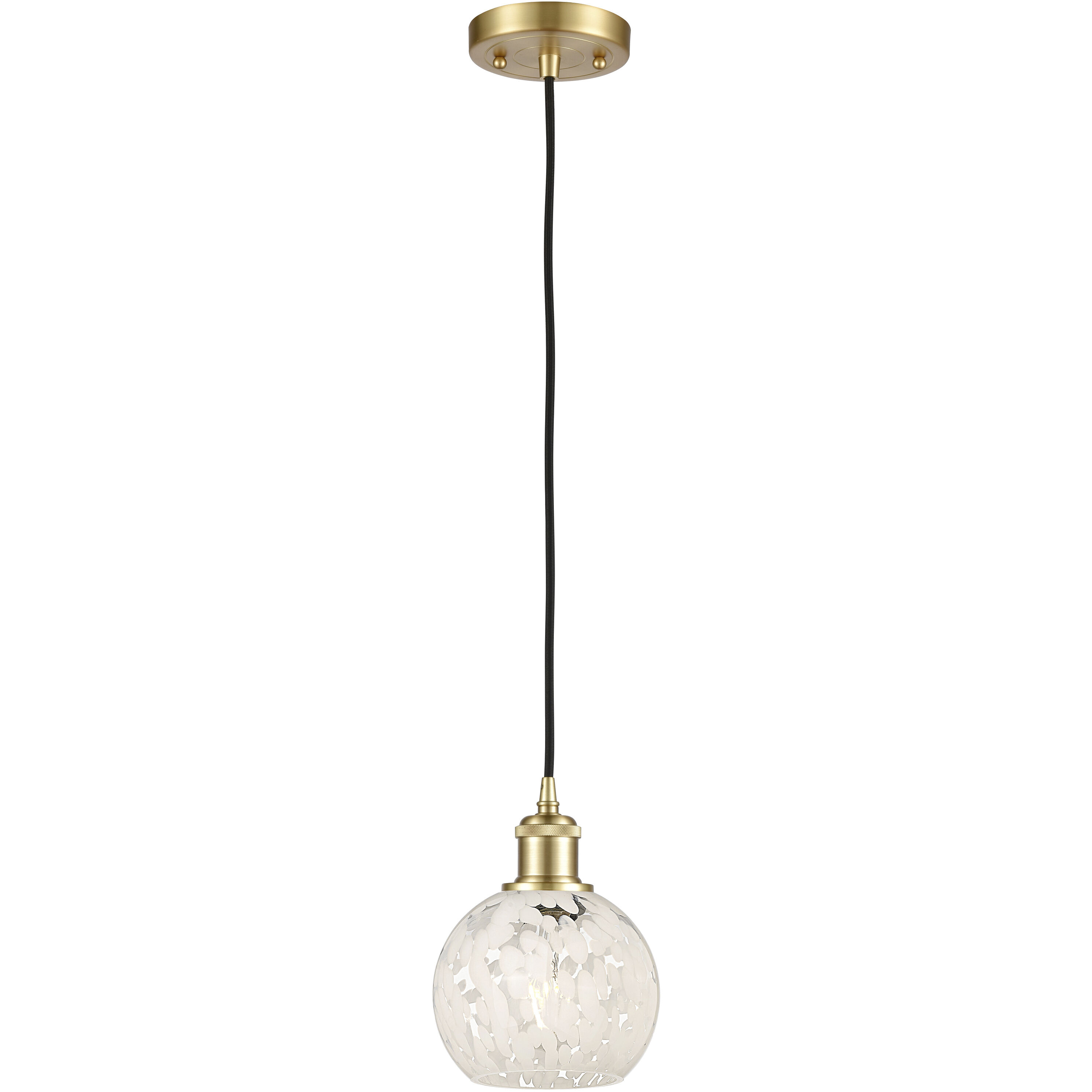 Ballston White Mouchette 1 Light 6 inch Satin Gold Cord Hung Mini Pendant Ceiling Light